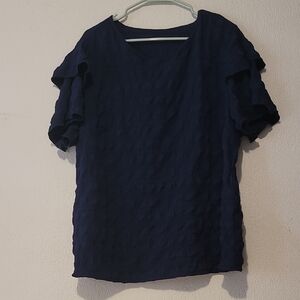SHEIN Navy Searsucker Strech Top